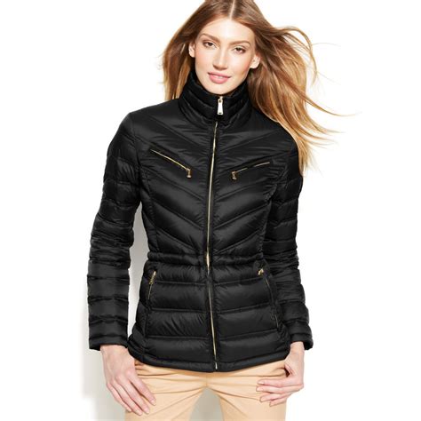 michael kors black packable down jacket fur|Michael Kors packable puffer jacket.